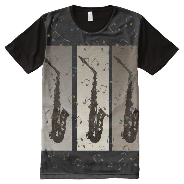 Saxophone Art Pattern Music Tee (Front)