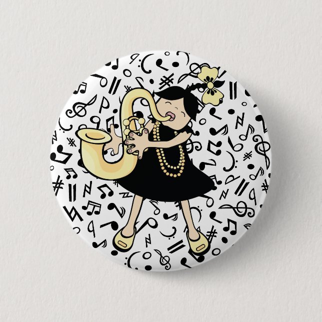 Saxophone Baby 2 Inch Round Button (Front)