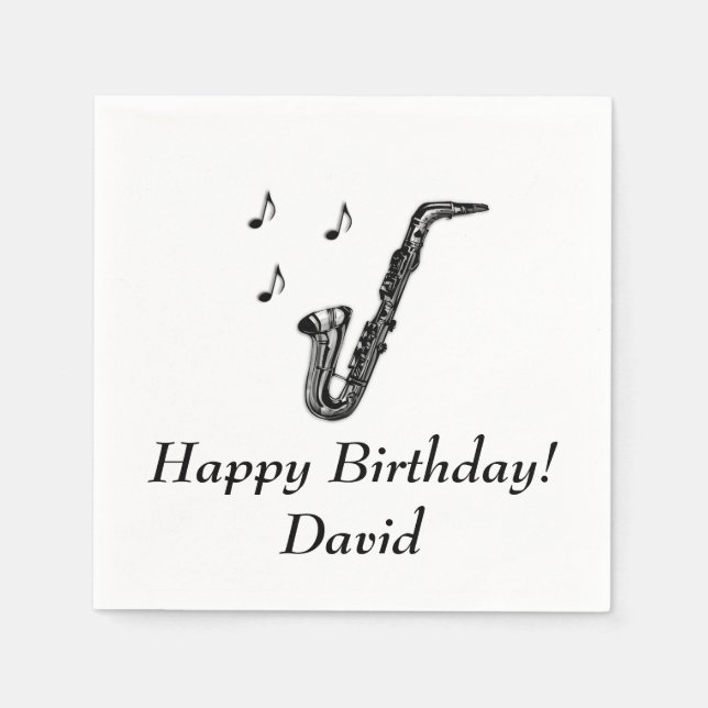 Saxophone Birthday Napkin (Front)