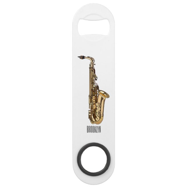 Saxophone cartoon illustration bar key (Front)