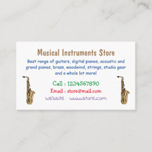 Saxophone cartoon illustration business card