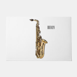 Saxophone cartoon illustration doormat