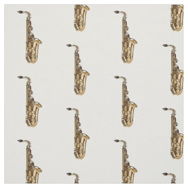 Saxophone cartoon illustration fabric (Swatch)