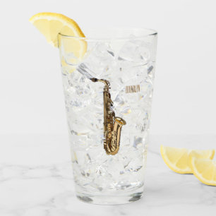 Saxophone cartoon illustration glass