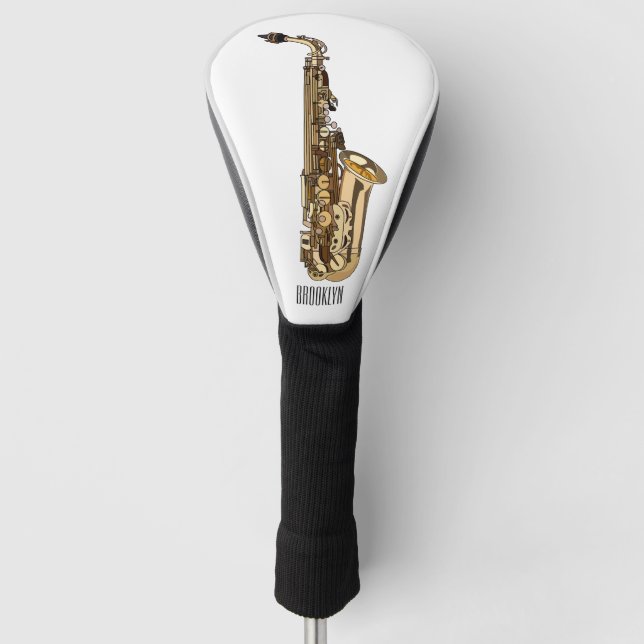 Saxophone cartoon illustration golf head cover (Front)