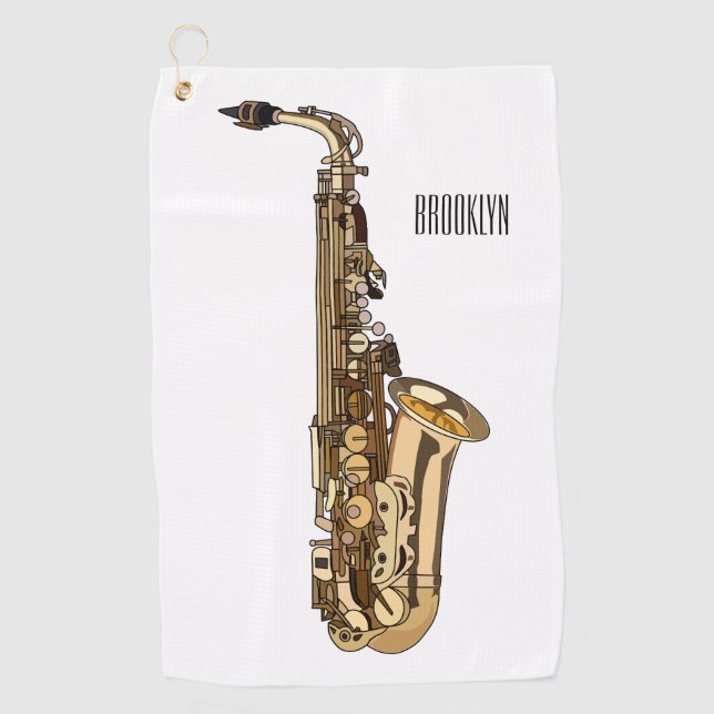 Saxophone cartoon illustration golf towel (Front)