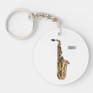 Saxophone cartoon illustration keychain