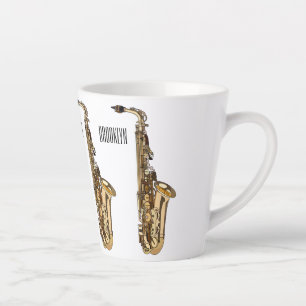Saxophone cartoon illustration latte mug