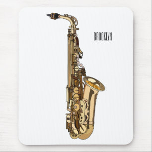 Saxophone cartoon illustration mouse pad