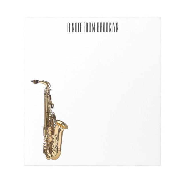 Saxophone cartoon illustration notepad (Front)