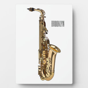 Saxophone cartoon illustration plaque