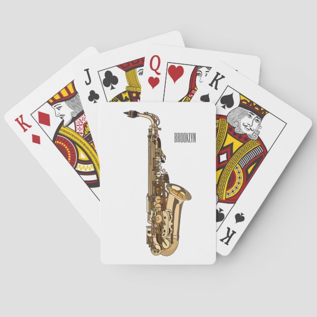 Saxophone cartoon illustration playing cards (Back)