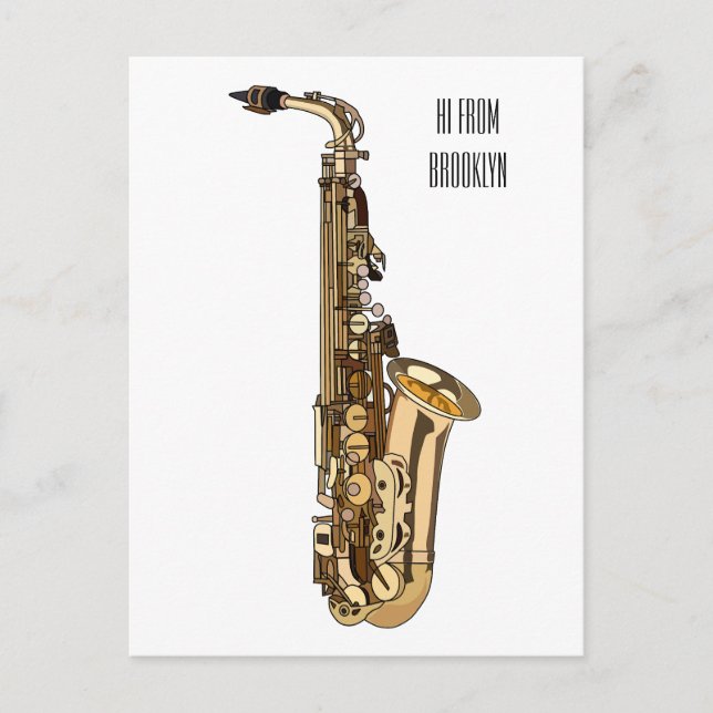 Saxophone cartoon illustration postcard (Front)