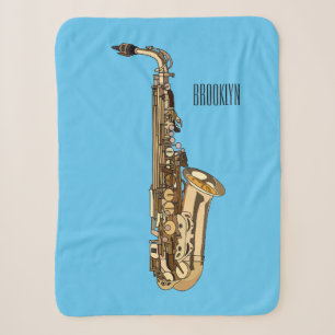 Saxophone cartoon illustration sherpa blanket