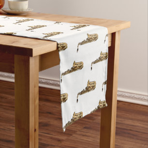Saxophone cartoon illustration short table runner