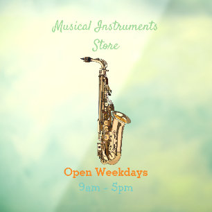 Saxophone cartoon illustration window cling