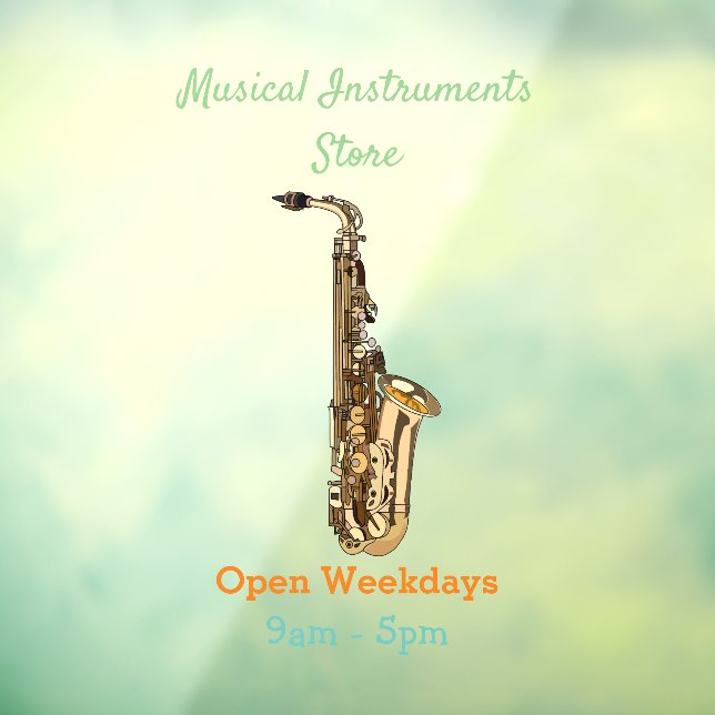 Saxophone cartoon illustration window cling (Sheet 3)