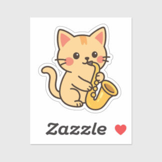 Saxophone Cat Illustration