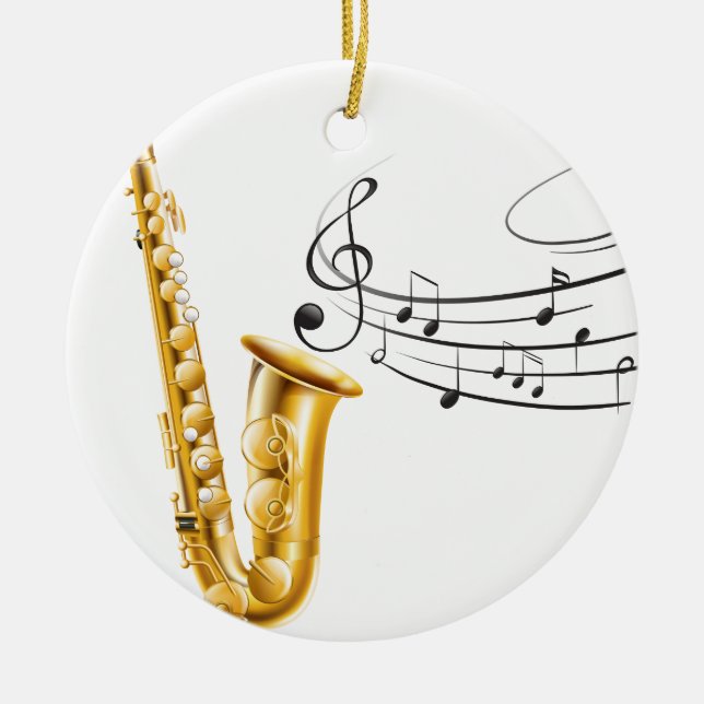 Saxophone Ceramic Ornament (Front)