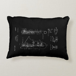 Saxophone 'chalk style' Patent Drawing Decorative Pillow