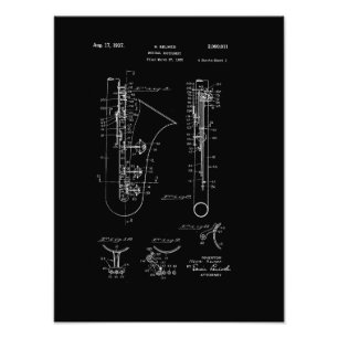 Saxophone 'chalk style' Patent Drawing Photo Print