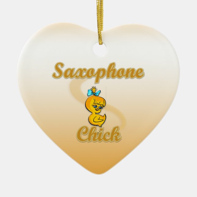 Saxophone Chick Ceramic Ornament (Front)