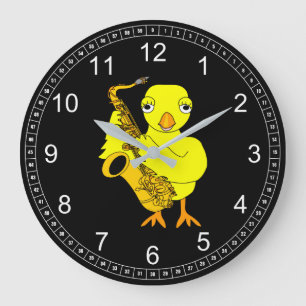 Saxophone Chick Large Clock