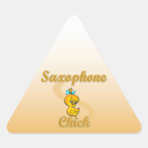 Saxophone Chick Triangle Sticker
