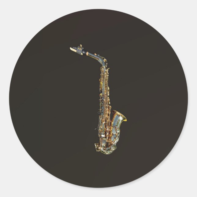 Saxophone Classic Round Sticker (Front)