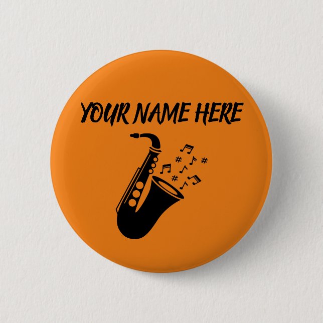 Saxophone CUSTOM NAME 2 Inch Round Button (Front)