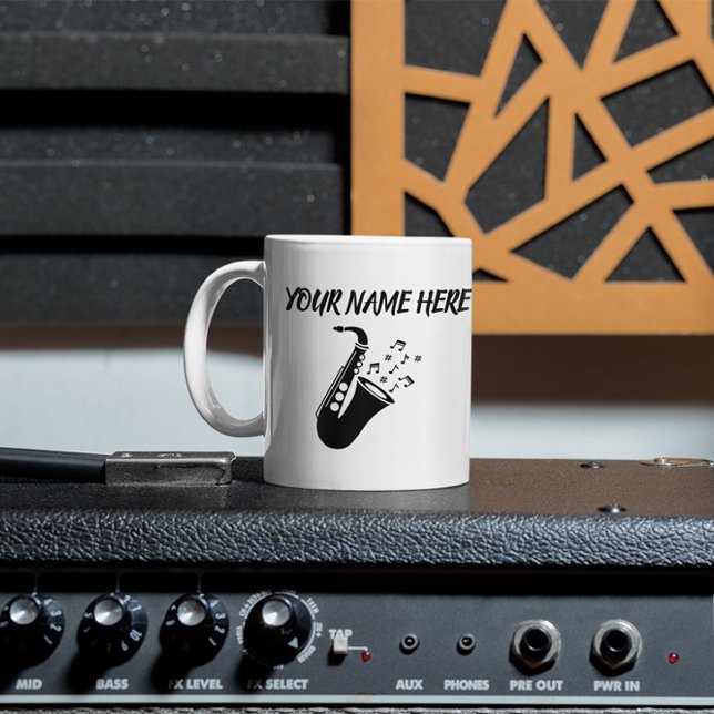Saxophone CUSTOM NAME Coffee Mug (Creator Uploaded)