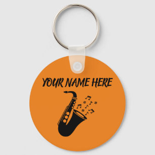 Saxophone CUSTOM NAME Keychain