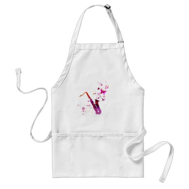 Saxophone cute music and butterflies standard apron (Front)