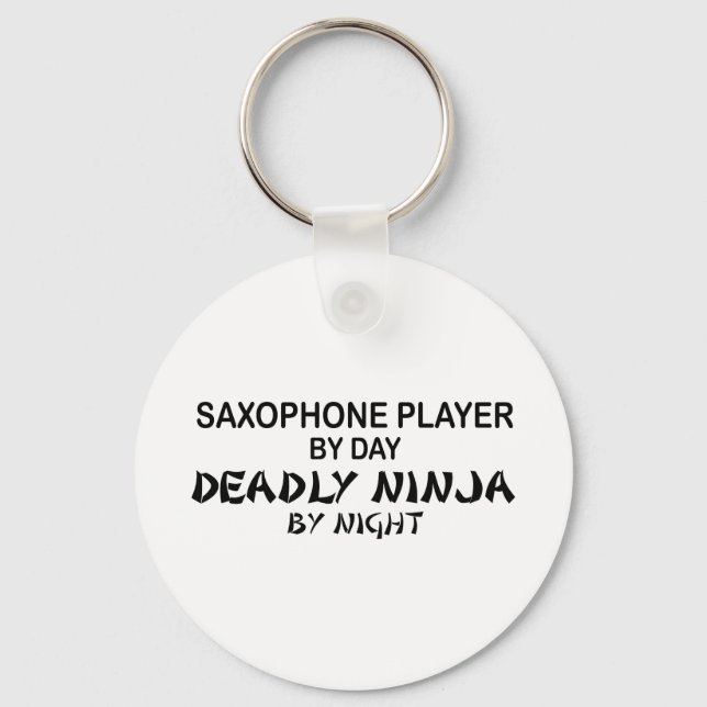 Saxophone Deadly Ninja by Night Keychain (Front)
