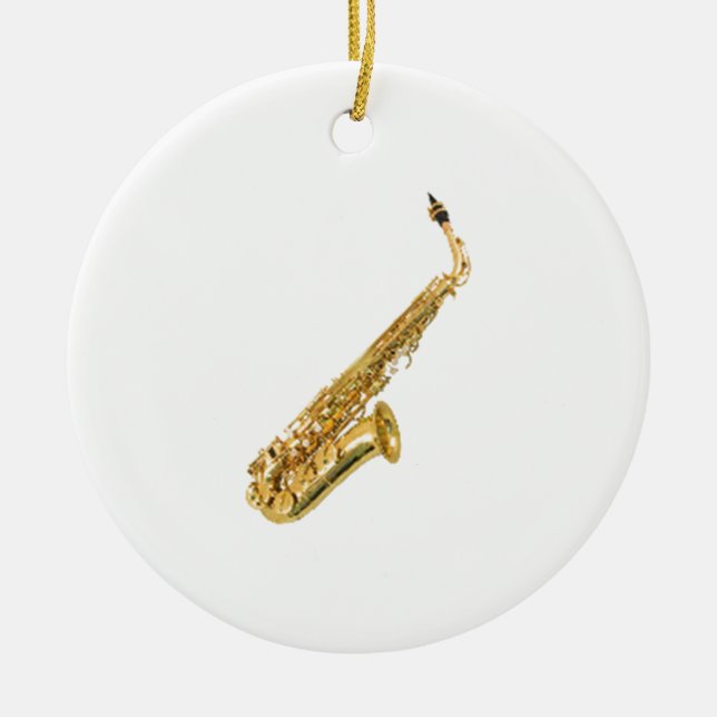 "Saxophone" design gifts and products Ceramic Ornament (Front)