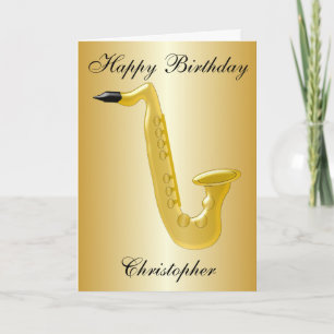 Saxophone Design Personalised Birthday Card