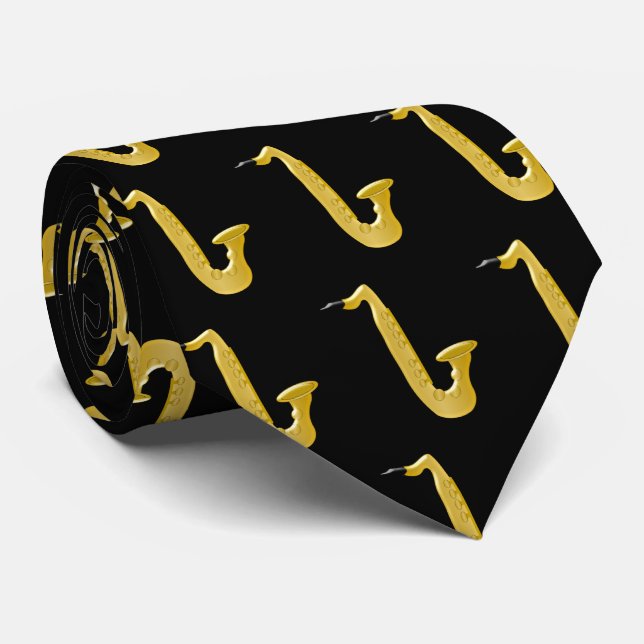 Saxophone Design Tie (Rolled)