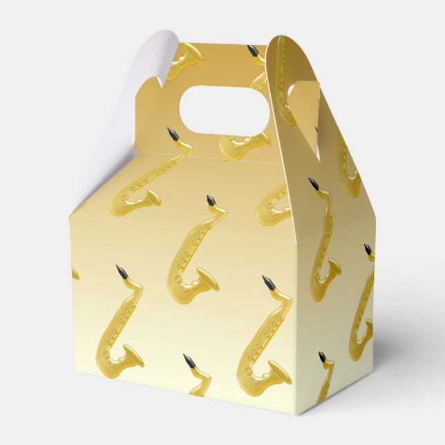 Saxophone Gold Coloured Favor Box (Front Side)