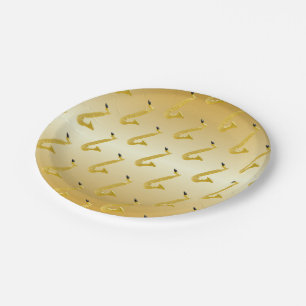 Saxophone Gold Coloured Paper Plate