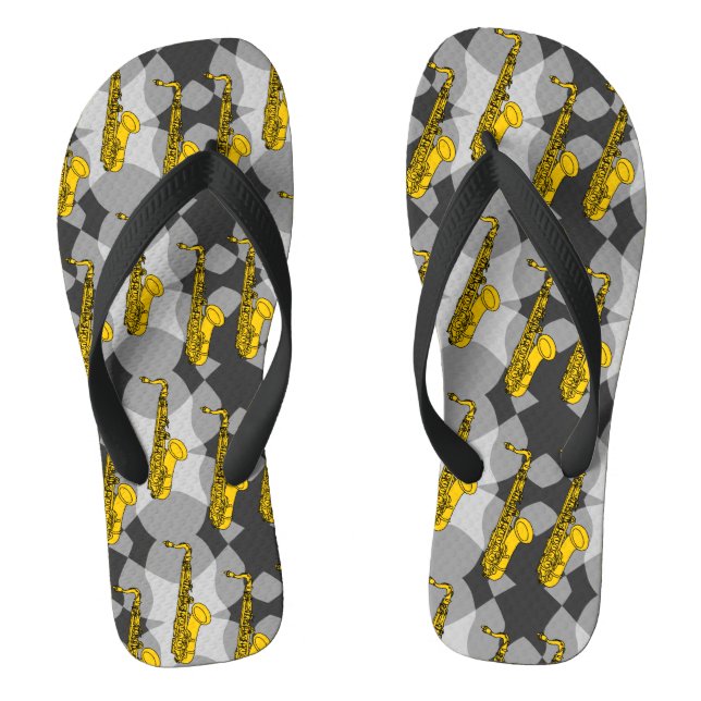 Saxophone Grey Pattern Flip Flops (Footbed)