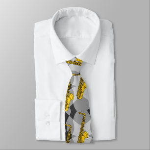Saxophone Grey Pattern Tie