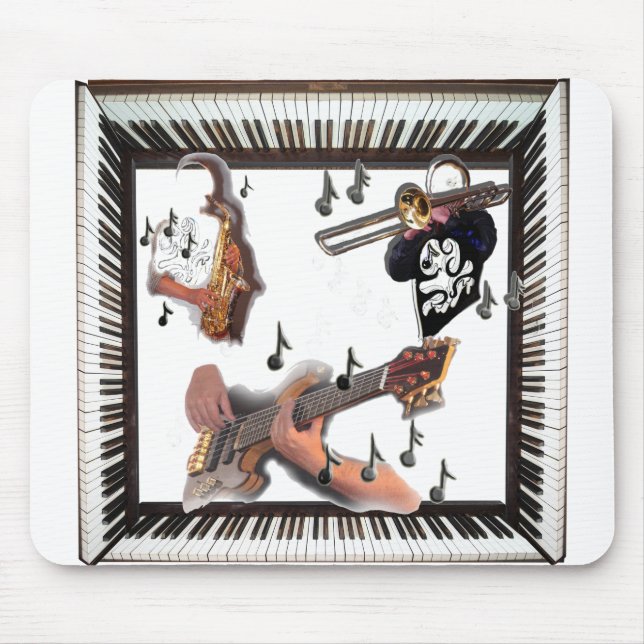 Saxophone Guitar Trombone Piano Design Mouse Pad (Front)