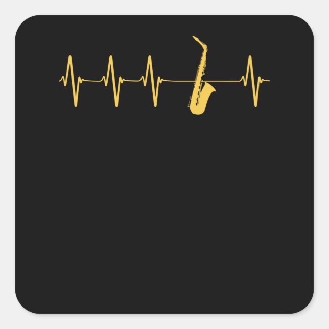 Saxophone Heartbeat Square Sticker (Front)