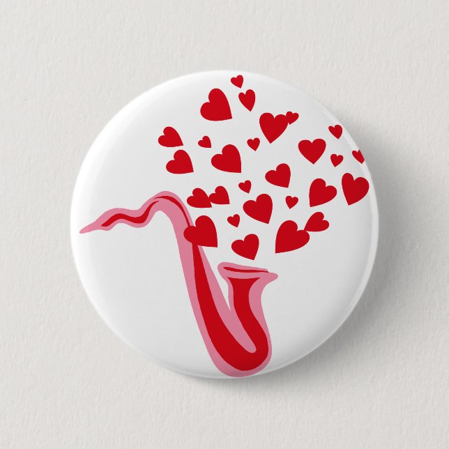 Saxophone Hearts 2 Inch Round Button (Front)