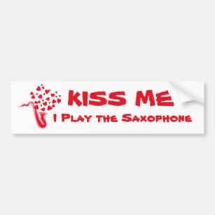 Saxophone Hearts Bumper Sticker