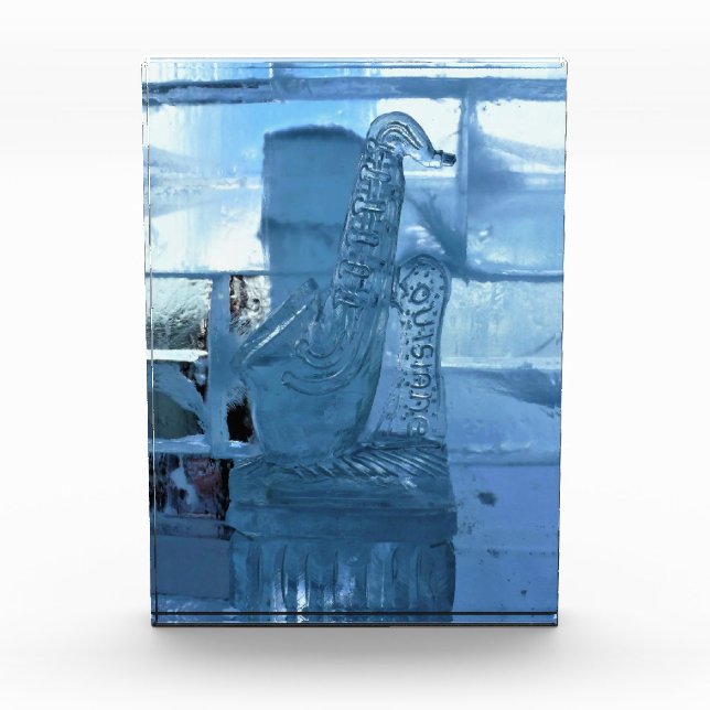 Saxophone Ice Sculpture, Quebec, Canada Photo Block (Front)