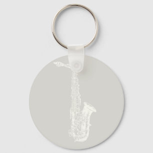 Saxophone Illustrated Music Art CUSTOM COLOR Keychain