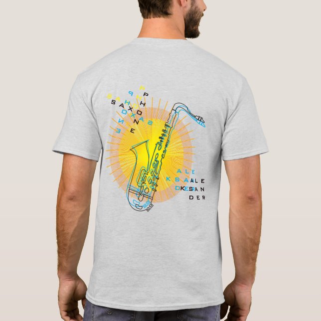 Saxophone Illustration Cool Modern Art Saxophonist T-Shirt (Back)