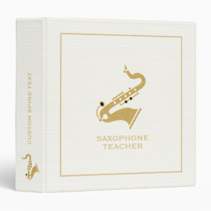 Saxophone Illustration In Golden Glitter Texture Binder