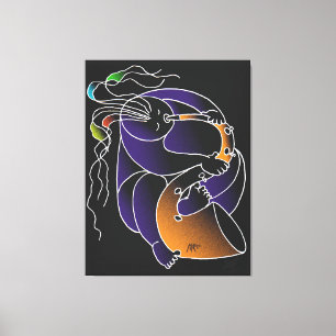 Saxophone in C major - Ink drawing and digital man Canvas Print